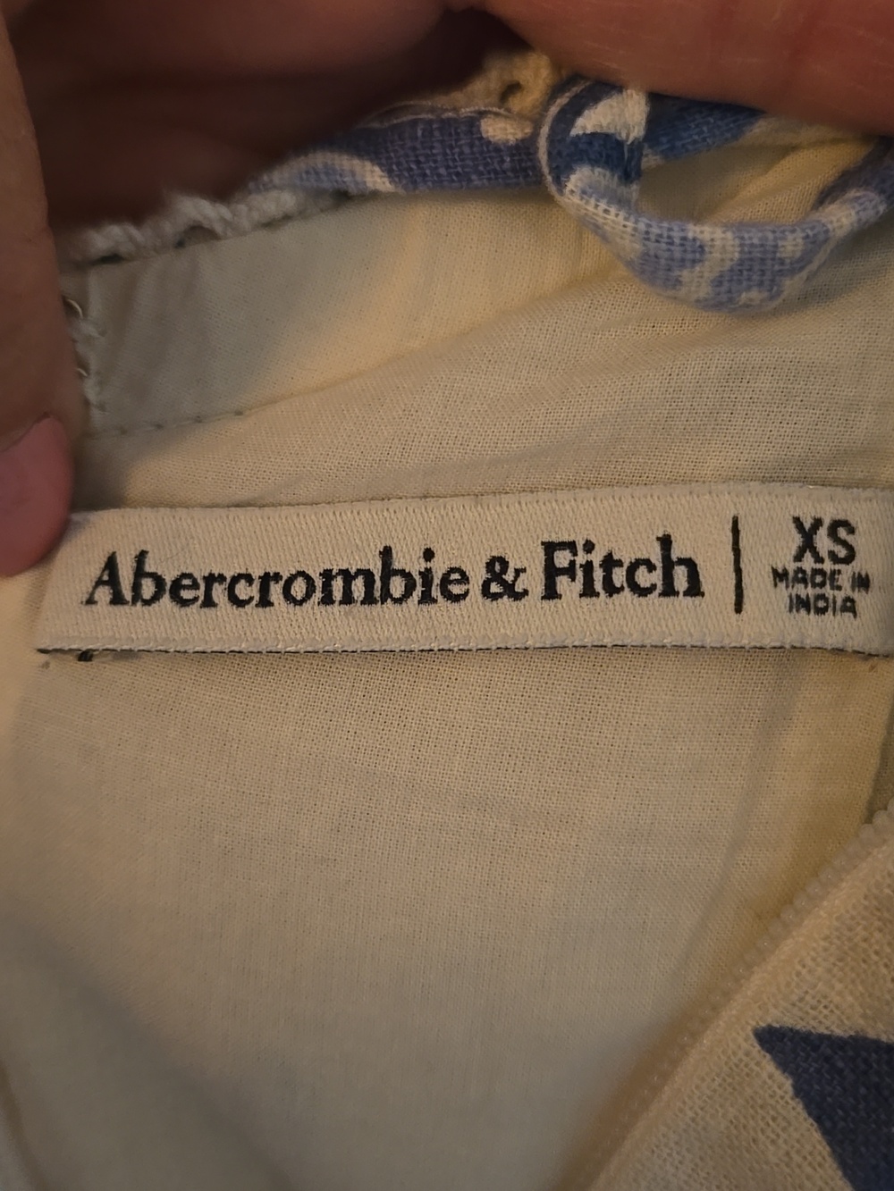Abercrombie & Fitch | Cream And Blue Floral Linen Blend Mini Dress Size XS - Picture 8 of 10